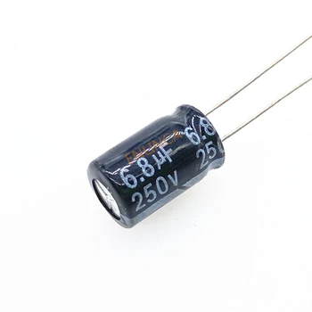  10pcs / партида T35 250v 6.8UF алуминиев електролитен кондензатор размер 8 * 16 250v 6.8UF 20%