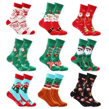 2023 Дамски коледни чорапи Дядо Коледа лосове снежинка памук екипажа чорапи Harajuku колоритен Sokken Нова година коледен подарък