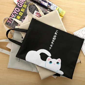A4 чанта за документи Карикатура котка папка чанта сладък Kawaii голям капацитет Оксфорд плат документи папка деца подаръци студенти канцеларски материали