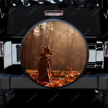 Animal - Greyhound Print Резервна гума Cover Водоустойчив протектор за гуми за колела за автомобил SUV Camper Trailer Rv 14