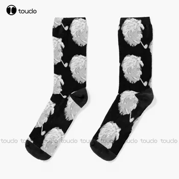 Derrida чорапи дамски памучни чорапи персонализирани потребителски унисекс възрастни тийнейджърски младежки чорапи 360 ° цифров печат коледен подарък смешно чорап