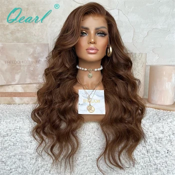 Human Hair Full Lace Wig Medium Brown Auburn 360 Lace Frontal Wigs for Women Pre Plucked Glueless Lace Frontal Wig 13x6 QEarl