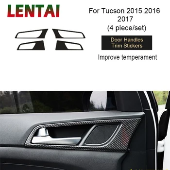 LENTAI Auto Car Styling Carbon Fiber Interior Door Bowl Handle Frame Cover Стикер за Hyundai Tucson 2015 2016 2017 Аксесоари