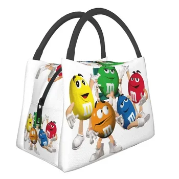 M & M Шоколадови бонбони изолирани чанти за обяд за жени Преносим анимационен герой охладител Thermal Bento Box Office Пикник Пътуване