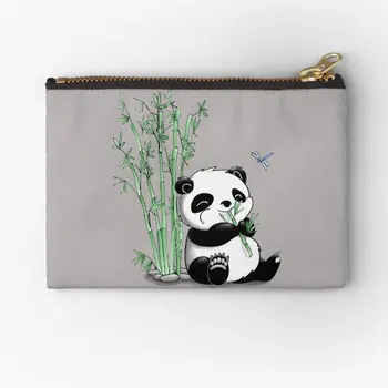 Panda яде бамбук цип торбички пари гащи жени опаковка бельо чисто съхранение ключ портфейл козметични джоб малки чорапи