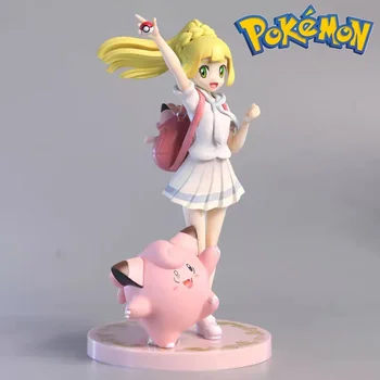 Pokemon Hot аниме Lillie Clefairy фигура момиче действие фигурка Kawaii модел колекция Pvc статуя кукла деца играчки подарък 19.5cm