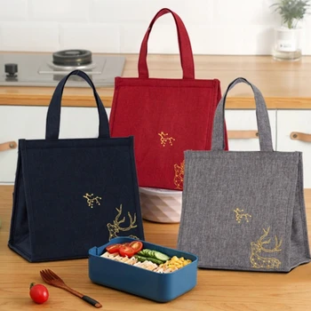 Portable Bento Box чанти за обяд Пикник училище охладител вечеря контейнер мода платно дебел алуминий храна съхранение чанти
