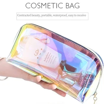 PVC прозрачна козметична чанта жени грим съхранение ясно организатор измиване пътуване преносим тоалетни принадлежности многофункционален чанта торбичка чанта