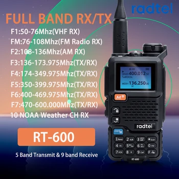 Radtel RT-600 Air Band Walkie Talkie Portable Am Fm Двупосочен радиокомутатор VHF станция K5 приемник Ham Wireless Set Long Range