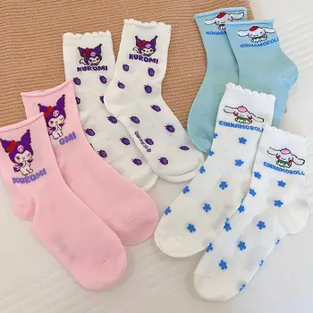 Sanrio аниме Kuromi Kawaii чорапи Cinnamoroll сладък сладък карикатура моята мелодия отпечатани Peplum средата теле чорапи подарък за рожден ден