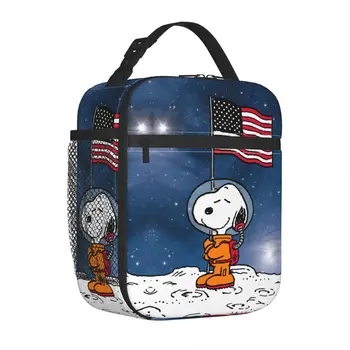 SPACE Snoopy флаг астронавт изолирани обяд чанта охладител чанта обяд контейнер непропускливи мъкна обяд кутия Bento торбичка плаж пътуване