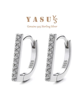Yasuys Genuine 925 стерлинги сребро френска буква D обръч обеци за жени луксозни изящни цирконий страна бижута аксесоари