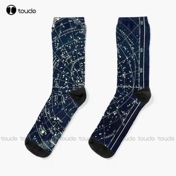Звездните съзвездия: Реколта 1900 Galaxy печат чорапи Хелоуин чорапи мъже Коледа Нова година Деня на благодарността подарък по поръчка