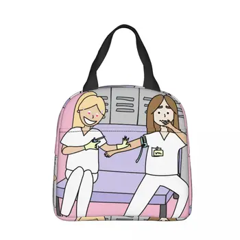 Карикатура Смешни дами медицинска сестра изолирани обяд чанта охладител чанта за многократна употреба Enfermera en Apuros Непропускливи мъкна обяд кутия храна чанти