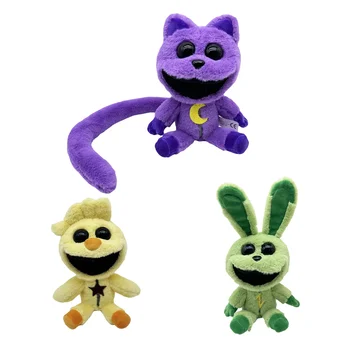 Лилави усмихнати същества Плюшени играчки Hopscotch CatNap BearHug Plushie Doll Kawaii Пълнена украса Коледен подарък