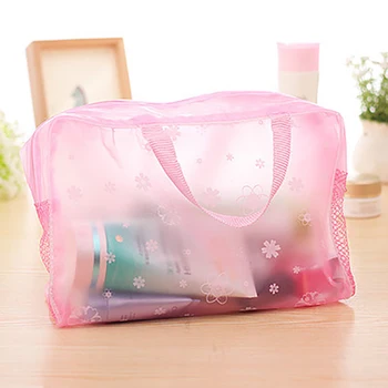 Многофункционална флорална водоустойчива чанта за съхранение на грим чанта нови жени PVC цип тоалетни принадлежности за къпане прозрачна козметична чанта за пътуване