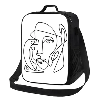 Персонализирана Пабло Пикасо една линия абстрактно изкуство чанта жени топло охладител изолирани обяд кутия за възрастни