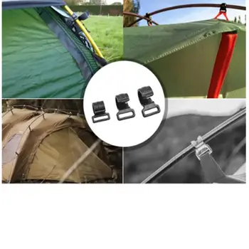 Пластмасова палатка C форма клип тента полюс 20 мм палатка кука черен ветроупорен вътрешна закачалка клипове Външни къмпинг светлина аксесоари