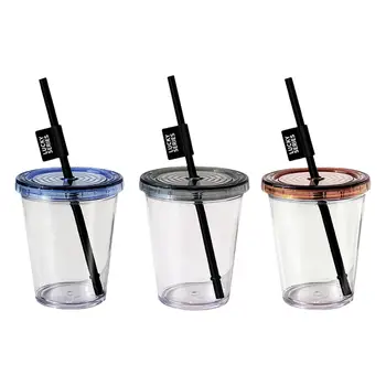 Прозрачна чаша с капак и слама прозрачна чаша за вода за полово разкриване на млечен шейк