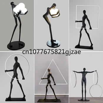 Професионална персонализирана скандинавска арт скулптура на тялото подова лампа