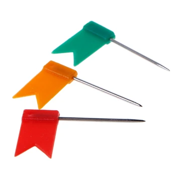 Смесен цвят флаг Push щифтове 100 бр / кутия нокти палец халс карта чертеж ПИН канцеларски материали