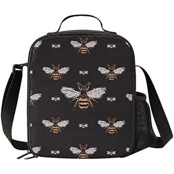Смешни мед пчела деца изолирани обяд чанта термична голяма пазарска чанта обратно в училище обяд чанти с вода бутилка притежателя презрамка