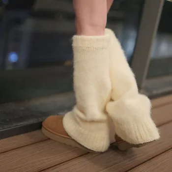 Топли вълнени плетени подгреватели за крака Нови плетени дълги Y2K нагреватели за крака Меки коляно високи японски чорапи за ботуши Зима