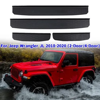 Черна кола праг тапицерия охрана врата перваз охрана декоративен стикер за Jeep Wrangler JL 2018-2020 (2-врати / 4-врати)